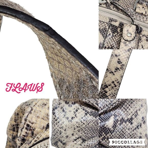 Michael Kors Heidi Dark Sans Satchel tan brown black silver snake print bag 2009 - Picture 13 of 16